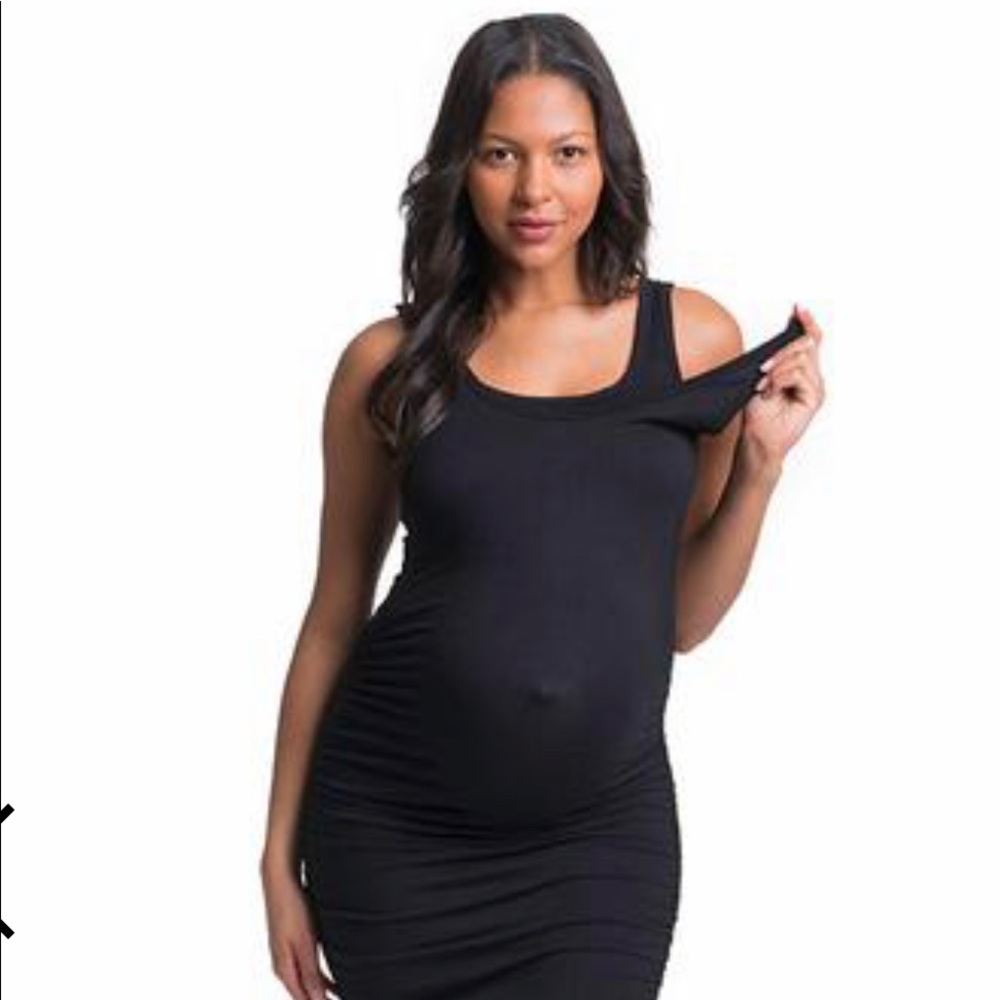 Bun maternity gathered up tank little black dress